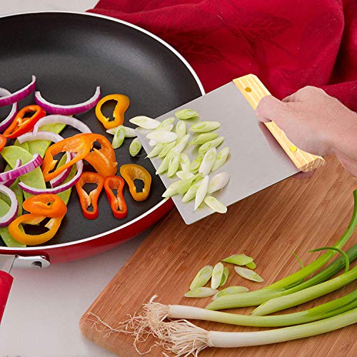 image for XBRN Dough Scraper, Stainless Steel Chopper Wood Handle Pastry Pizza C