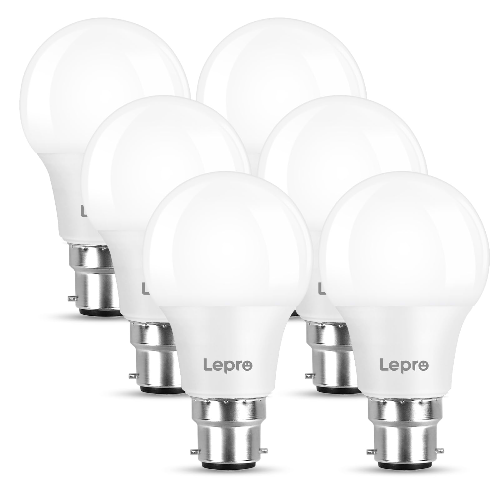 Lepro Bayonet Light Bulb, 60W Equivalent, Warm White 2700K, 8.5W 806lm B22 LED Bulb, BC A60 GLS Energy Saving Lightbulbs, Non-dimmable, Pack of 6