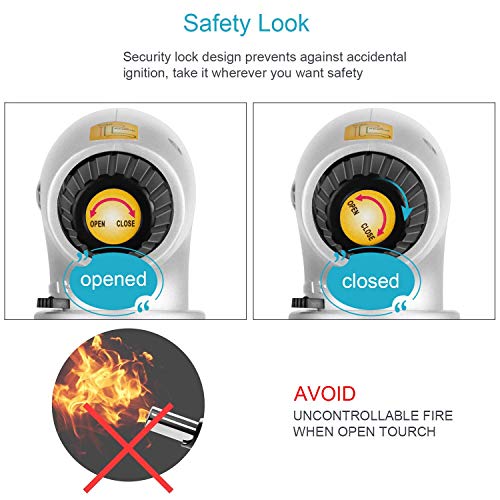Cooking Torch Lighter Kitchen Butane Torch Culinary Torch Refillable Adjustable Flame Lighter with Safety Lock for DIY, Creme, Brulee, BBQ and Baking, BUTANE GAS NOT INCLUDED - Thumbnail 2