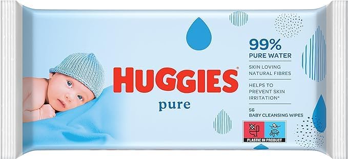 Lingettes Pure pour bébé, 18 paquets (1008 lingettes au total) - Lingettes à 99% d'eau pure - Sans parfum pour un nettoyage tout en douceur - Lingettes humides naturelles