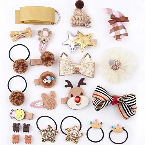 Eyelashes DanceBaby Girls Hair Clips Accessories Cute Bows Kits Elastic Hair Ties Hairpins Set with Gift Box For Baby Girls Teens Toddlers,24-72 pcs, Gold, Small