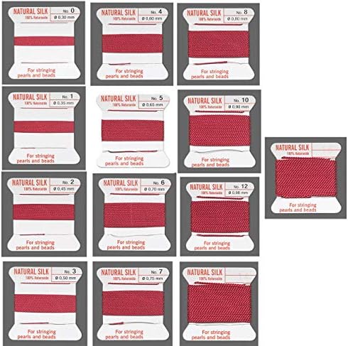 Griffin Silk Beading Thread W Needle Designers Choice Cord for Beads & Pearls Size #5 (0.65mm) (Garnet Red)