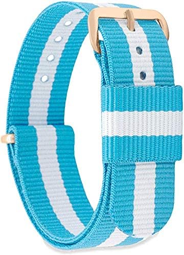 GN7 Women's Men's Nylon Replacement Watch Strap with Stainless Steel Buckle in Rose Gold and Silver 18mm 20mm 22mm