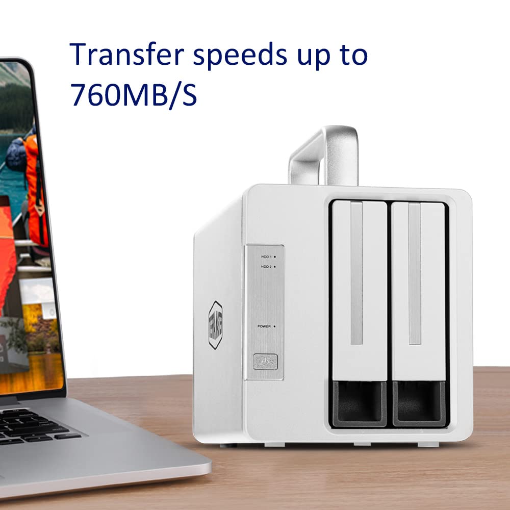 TERRAMASTER TD2 Thunderbolt 3 Professional-Grade 2-Bay External Hard Drive Enclosure RAID 0/RAID1/JBOD Hard Disk RAID Storage (Diskless)