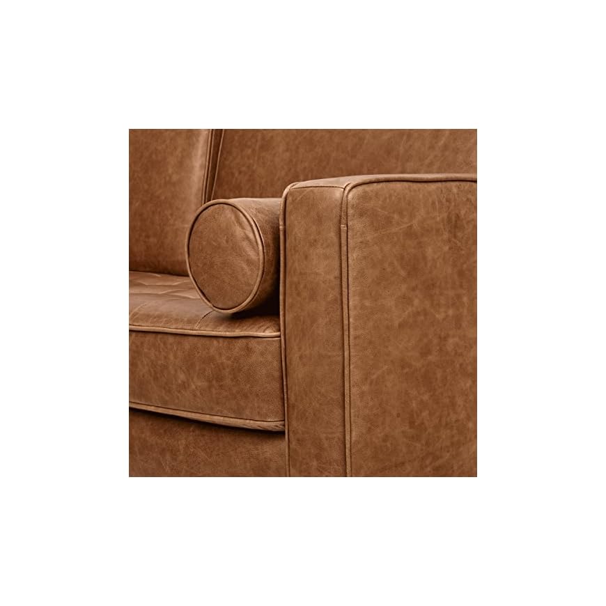 Amazon Brand Rivet Aiden MidCentury Modern Tufted Leather Loveseat