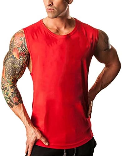 T Shirt for Men Beachwear Casual Military Elastic Sleeveless Sport Vest Gym Tanks T-Shirt Tops