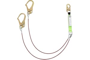 Peakworks Superior Grade, Heavy-Duty Polyester Webbing, UV and Abrasion Resistant, Double Leg Lanyard (2 Form Hooks), PVC Coated Cable, 6 Ft. L, Green/Red