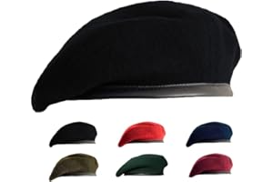Gajaous British Military Berets for Men and Women,Wool and Leather Beret Hats,Multiple Colours Army Beret