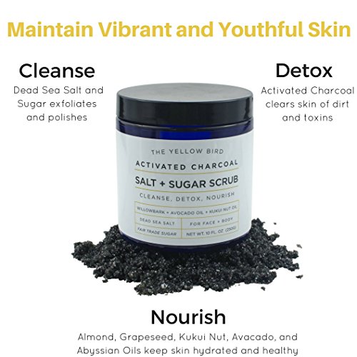 Natural Activated Charcoal Body & Face Scrub. Exfoliating Dead Sea Salt