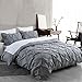 slashome Duvet Cover Queen, 3Pcs Pinch Pleat Luxurious Decorative Softest Grey Brushed Microfiber Bedding Set with Zipper Closure and Corner Ties