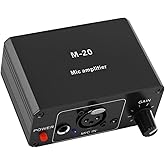 Microphone Preamp, High Gain Rechargeable Mic Booster with 2 Input, 48V Power, XLR Output, Low Noise, for Dynamic and Condenser Microphones