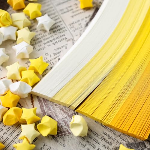 VGOODALL 1080 Stück Origami Sterne Papier, Papierstreifen Origamipapier für Basteln DIY Dekoration Geschenk Gelb