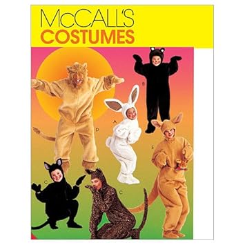 Mccalls M6106 Kids Bear Lion Bunny Kangaroo And Cat Animal Costume Sewing Patterns Sizes 6 8 - 