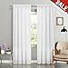 jinchan Privacy Semi Sheer White Curtains for Bedroom Casual Weave Window Curtains for Living Room Linen Drapes White Window Curtain 84 inch Long 2 Panels