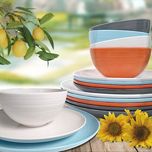 Zak Designs Melamine Dinnerware Set, 12Piece, Service for 4, American