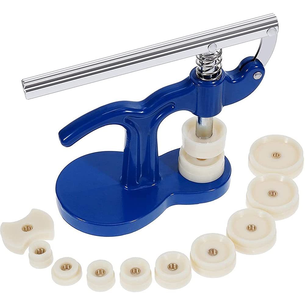 CENPEK Pro Watch Back Press Case Closer Glass Fitting Watchmaker Repair Tool Kit with 12 Snap on Fitting Dies Moulds