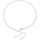 Rhinestone Belts for Women Crystal Chain Belt for Dress Sparkle Thin Belts Silver Fashion Glitter Belt Chain Large Size Waistband Bridal Chains Fashion Shiny Waist Chains for Lady Wedding Party Jean