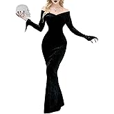 LVCBL Halloween Dress Off Shoulder Long Sleeve Bodycon Dress Halloween Gothic Costumes S-2XL