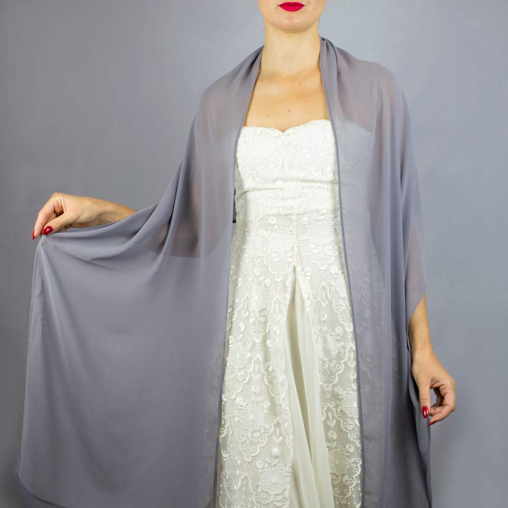 silver chiffon wrap shawl