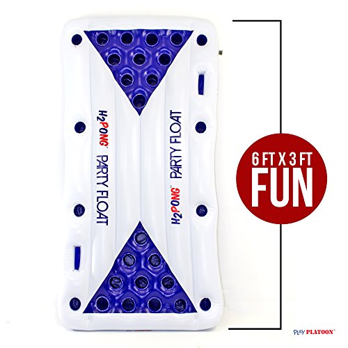 Play Platoon H2PONG Inflatable Beer Pong Raft, Includes 5 Ping Pong Balls - Floating Pool Party Game Float Set Play Platoon H2PONG Inflatable Beer Pong Raft, Includes 5 Ping Pong Balls - Floating Pool Party Game Float Set