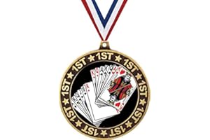 CROWN AWARDS Playing Cards 1st Place Perimeter Medal Gold, 2.75" Cards Prizes, Kids Card Tournament Trophy Medal Awards