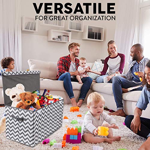 Woffit Toy Storage Organizer Chest for Kids & Living Room, Nursery, Playroom, Closet etc. - Extra Large Collapsible Toys Bin with Flip-top lid for Children & Dog Toys, Great Box for Boys and Girls