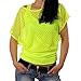 Smile Fish Women Casual Sexy 80s Costumes Fishnet Neon Off Shoulder T-Shirt (Neon-Green US 2-4/Tag Size S)