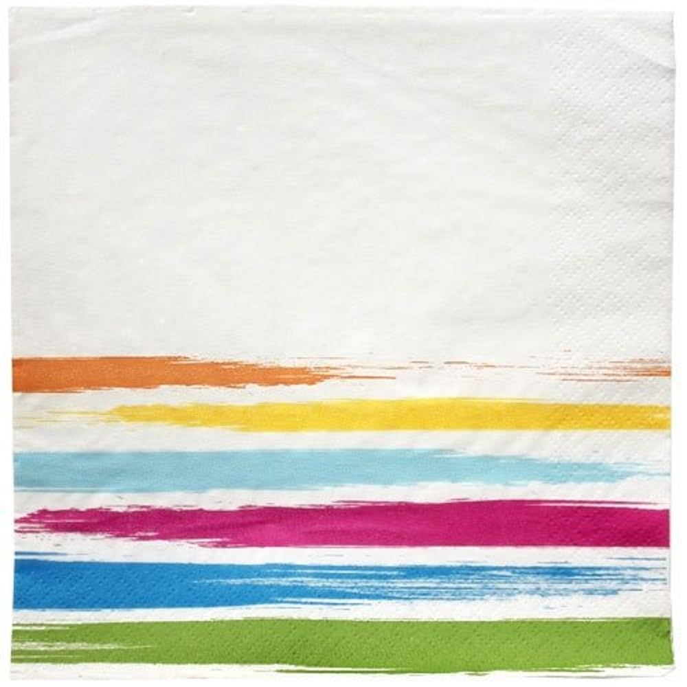 Nicole Home Collection Colorful Lunch Paper Napkins | Brushstroke Design | Pack of 40