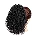 Vigorous Afro Kinky Curly Hairpiece Synthetic Clip in Ponytail Hair Extensions for Black Women Drawstring Natural Coily Ponytail for African Americans(Black)