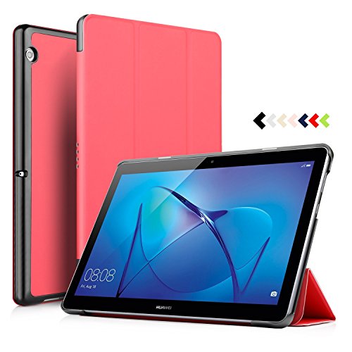 IVSO HUAWEI MediaPad T3 10.0 Case - Ultra Lightweight Slim Smart Cover Case-will only fit HUAWEI MediaPad T3 10.0 inch Tablet (Red)