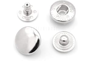 CRAFTMEMORE 50 Sets Silver Snap Buttons S-Spring Socket Popper Fasteners for Jacket Bag Closures #665 VT2 (10mm (0.39"))