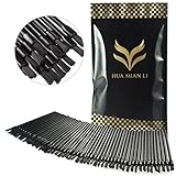 Hunputa 100PCS Pro Disposable MakeUp Lip Brush Lipstick Gloss Wands Applicator Make Up (Black)