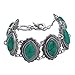 YAZILIND Jewelry Sets Silver Plated Retro Green Synthesis-Turquoise Flower Pendant Necklace Drop Earrings Bracelet