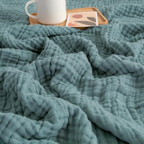 EMME Muslin Throw Blanket for Adults 100% Cotton Blankets for Couch 4-Layer