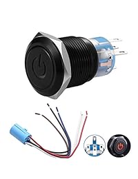 Botón con símbolo de 19 milímetros 1NO1NC SPDT ON OFF de metal negro, con cable adecuado para agujeros de montaje de 3 4 pulgadas., Rojo