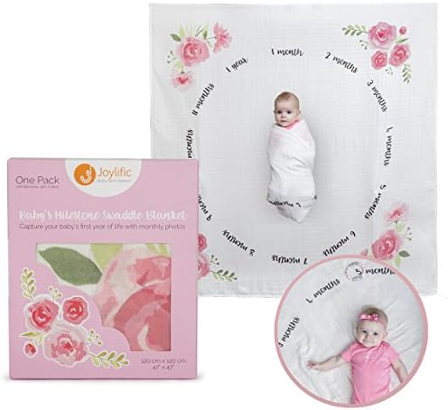 Baby Girl Monthly Milestone Blanket Newborn Photo Props Backdrop, Premium Quality, Infant Baby Swaddling Blanket for Photography