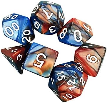 Outsta 7pcs/Set TRPG Game Dungeons & Dragons Polyhedral D4-D20 Multi Sided Acrylic Dice for Adult Children Party Having Fun (G)