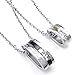 KONOV 2pcs Mens Womens CZ Couples Stainless Steel Love Pendant Love Necklace, 18 & 22 inch Chain