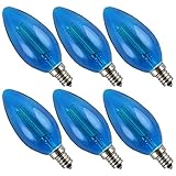 6-Pack Luxrite Blue LED Filament Bulb Straight Tip, 4W Bulb To Replace 40W Incandesent Bulb, 350 Lumens, E12 Base LED Bulb, 15,000 Hours Life Great For Any Decoration and Holiday Lights, UL Listed