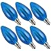 6-Pack Luxrite Blue LED Filament Bulb Straight Tip, 4W Bulb To Replace 40W Incandesent Bulb, 350 Lumens, E12 Base LED Bulb, 15,000 Hours Life Great For Any Decoration and Holiday Lights, UL Listed