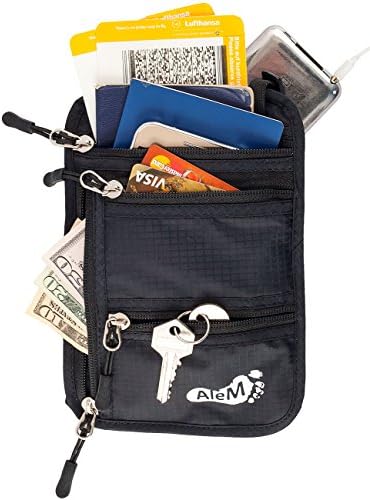 Travel Neck Wallet &amp; Passport Holder - Hidden Anti Theft RFID Blocking Pouch