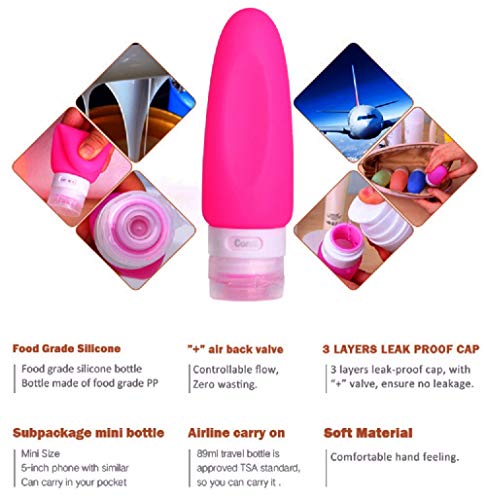 Travel Bottles,Plainmarsh Leakproof Silicone Refillable Travel Containers Squeezable Travel Tube Sets Cosmetic Toiletry Containers for Shampoo Lotion Soap (3 oz,4 Pack) - Thumbnail 6