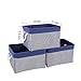 TcaFmac Storage Bins for Organization - Large 3 Pack Canvas Storage Basket for Shelves with Handles, Collapsible Baskets for Organizing for Closet Dog Laundry Bathroom (White & Navy 16x12x8 inch)