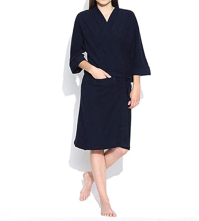 Linenwalas Super Comfort Unisex Bath Gown/Night Gown Pollar Fleece Plain Bath Robe - Navy Blue - XL/Large