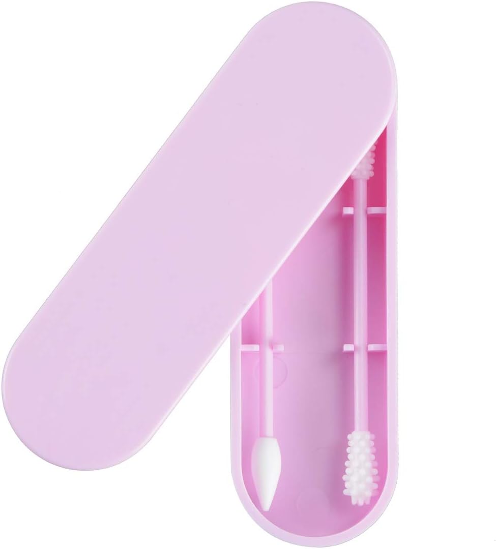 Rnker Last Swab Reusable Medical Silicone Rough Friction Q-Tip for Ears Cleaning, smooth Q-Tip for Cosmetic makeup for women (2 in 1 pack, Purple) Upgraded Version