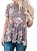 Dearlovers Women Boho Print Short Sleeve Cross Tie Back Blouse Tops Small Size Gray