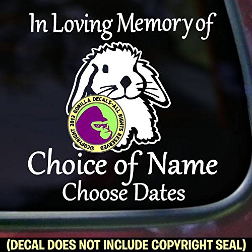 RABBIT - MEMORIAL - Bunny Vinyl Decal Sticker A