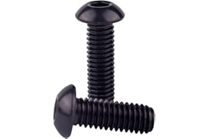 VAMUOEFL 6-32 x 1/2" Button Head Socket Cap Bolts Screws (1/4" to 2" Available), 304 Stainless Steel 18-8, Black Exterior Finish, Allen Hex Drive, Fully Thread, 40Pcs