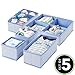 mDesign Soft Fabric Dresser Drawer/Closet Divided Storage Organizer Bins for Nursery - Holds Blankets, Bibs, Socks, Lotion, Clothes, Shoes, Toys - Set of 5 - Blue Herringbone