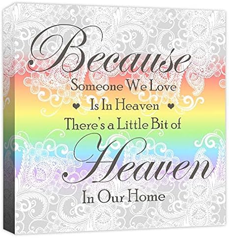 Rubybloom Designs Because Someone We Love Is In Heaven Heart Quote Canvas Art Print Picture Amazon Co Uk Kitchen Home